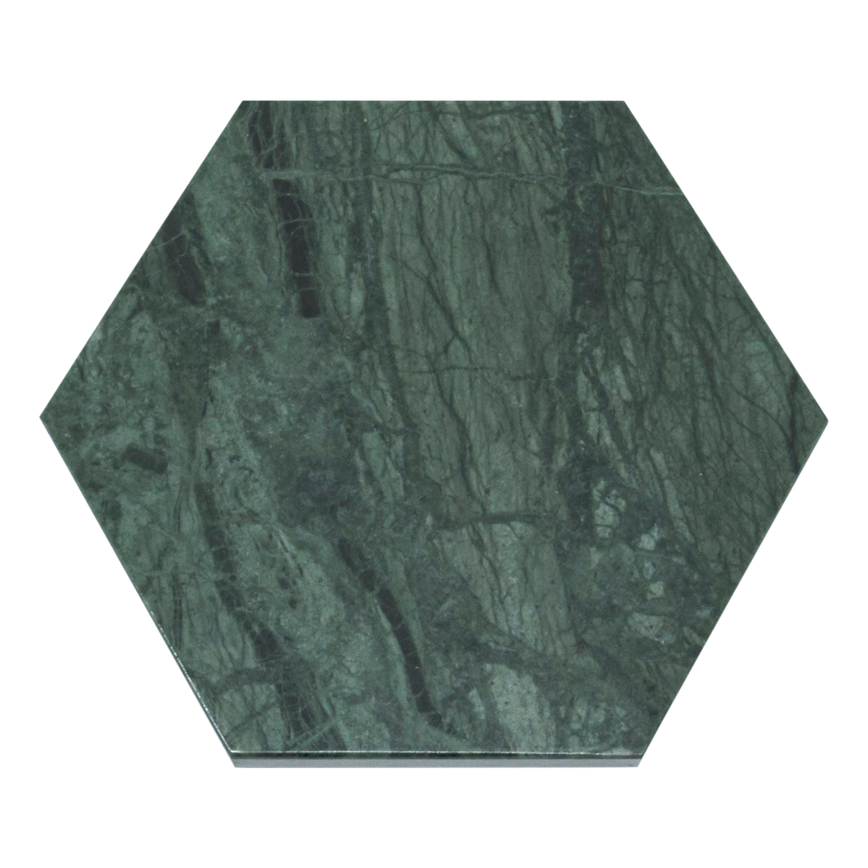 Hexagonal Green Marble Plate with Cork