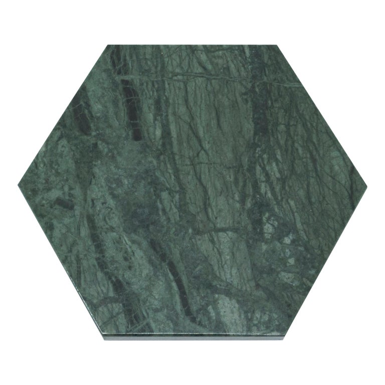 Handmade Hexagonal Green Guatemala Marble Plate For Sale