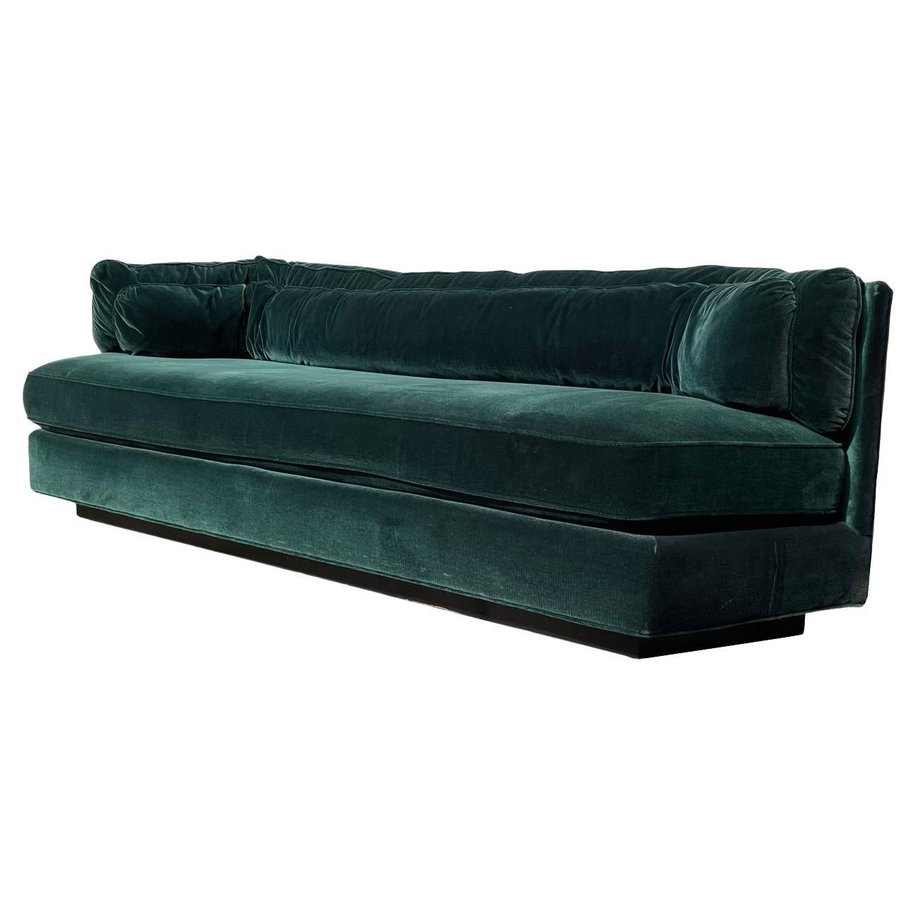 Hexagonal Green Velvet Sofa by Bernhardt Flair