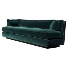 Vintage Hexagonal Green Velvet Sofa by Bernhardt Flair