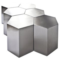 Hexagonal Hand-Finished Stainless Steel Table