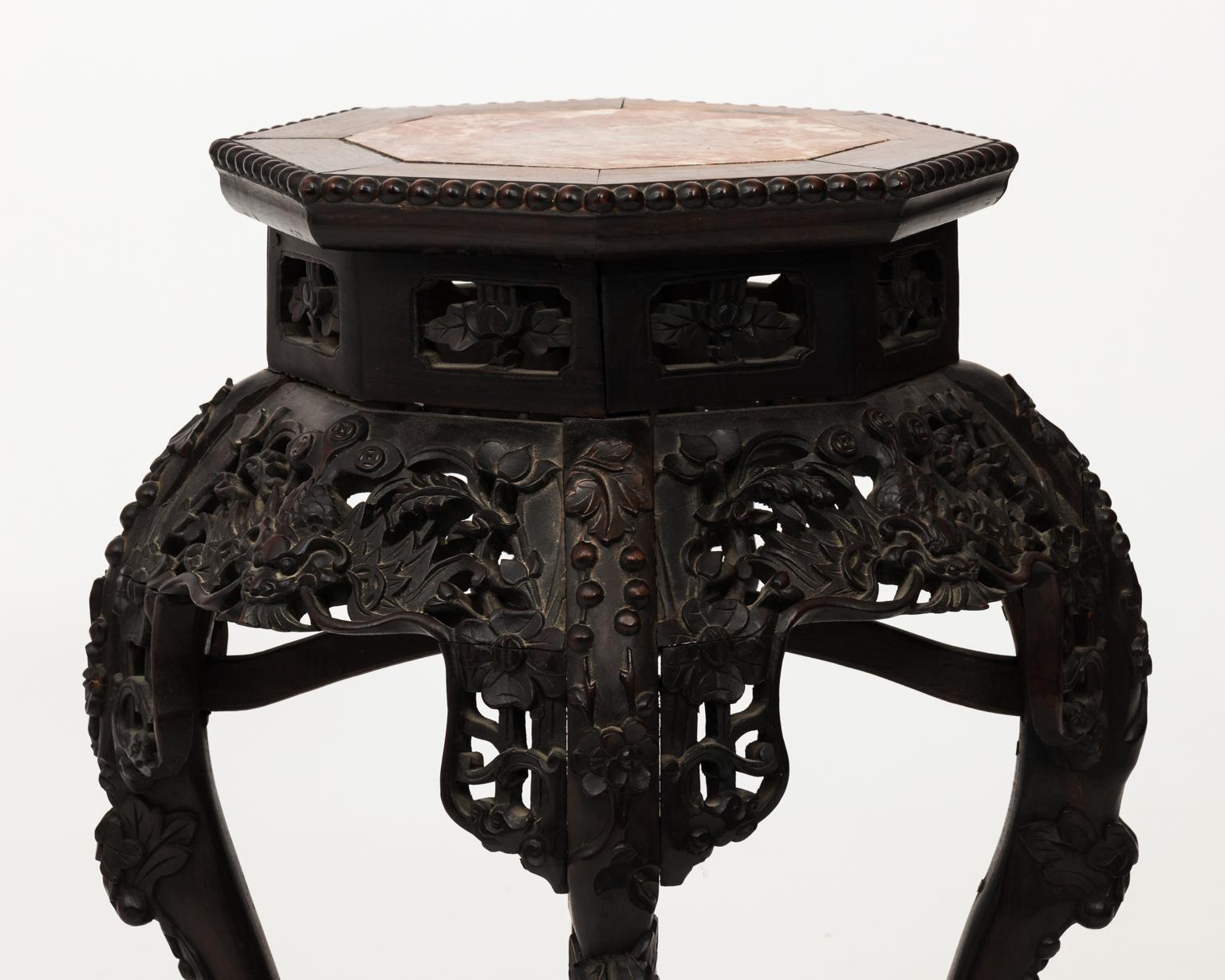 Hexagonal Hardwood Chinese Export Side Table, circa 1870 5