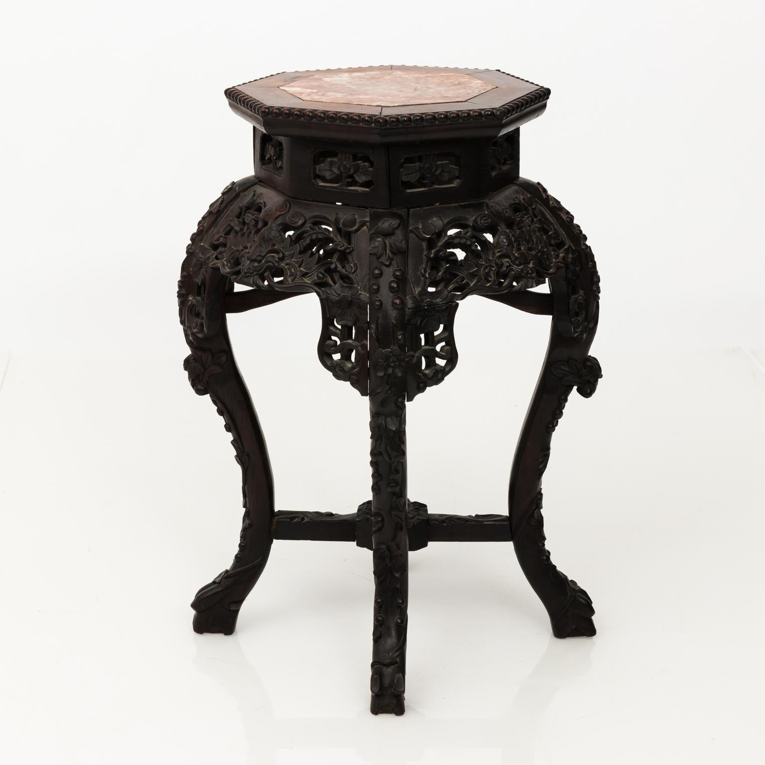 Hexagonal Hardwood Chinese Export Side Table, circa 1870 6