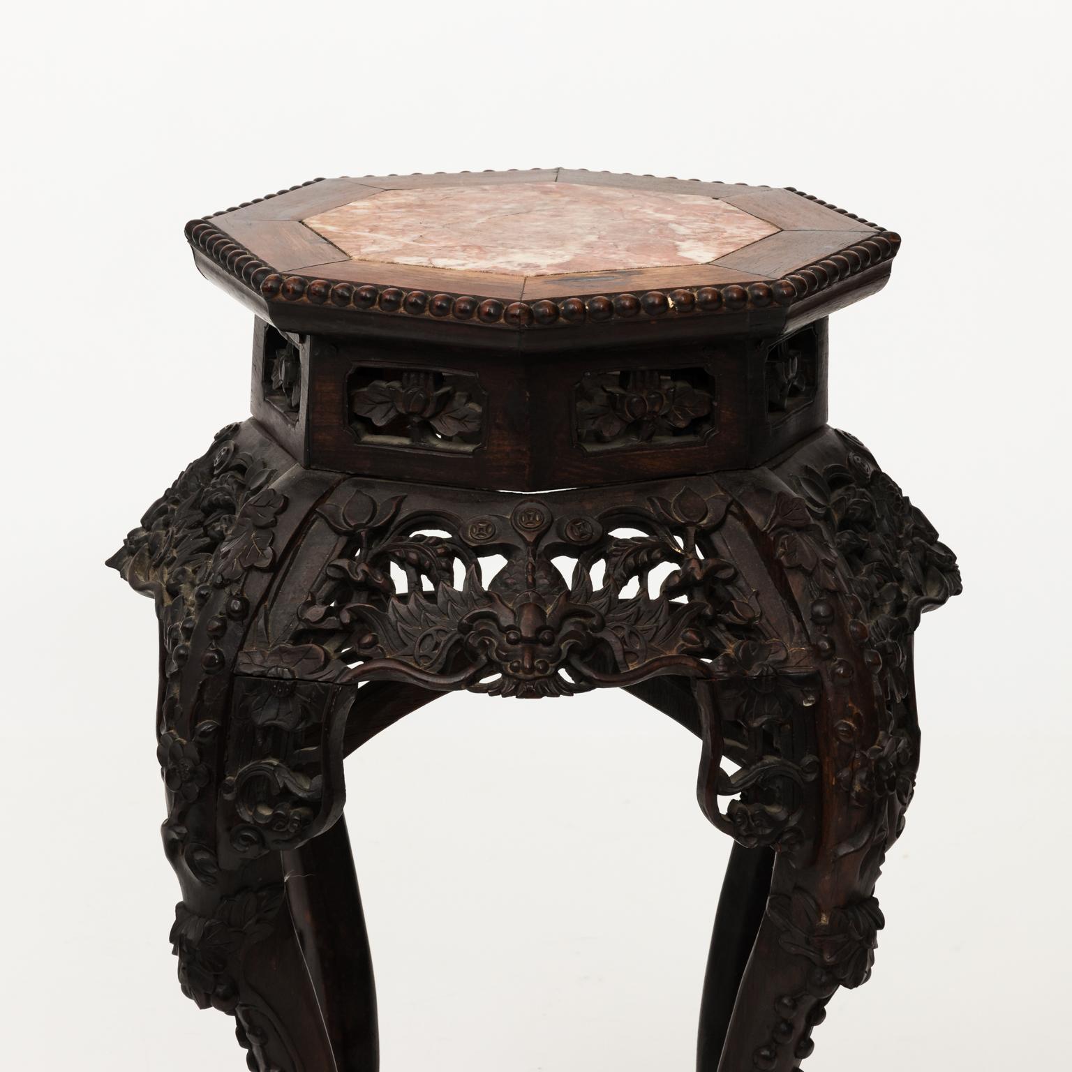 Hexagonal Hardwood Chinese Export Side Table, circa 1870 9