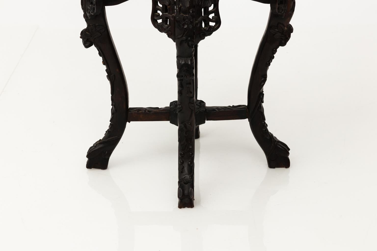 Hexagonal Hardwood Chinese Export Side Table, circa 1870 2