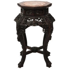 Hexagonal Hardwood Chinese Export Side Table, circa 1870