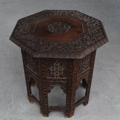 Hexagonal Indian Rosewood Folding Pedestal Table, Late 19th Century