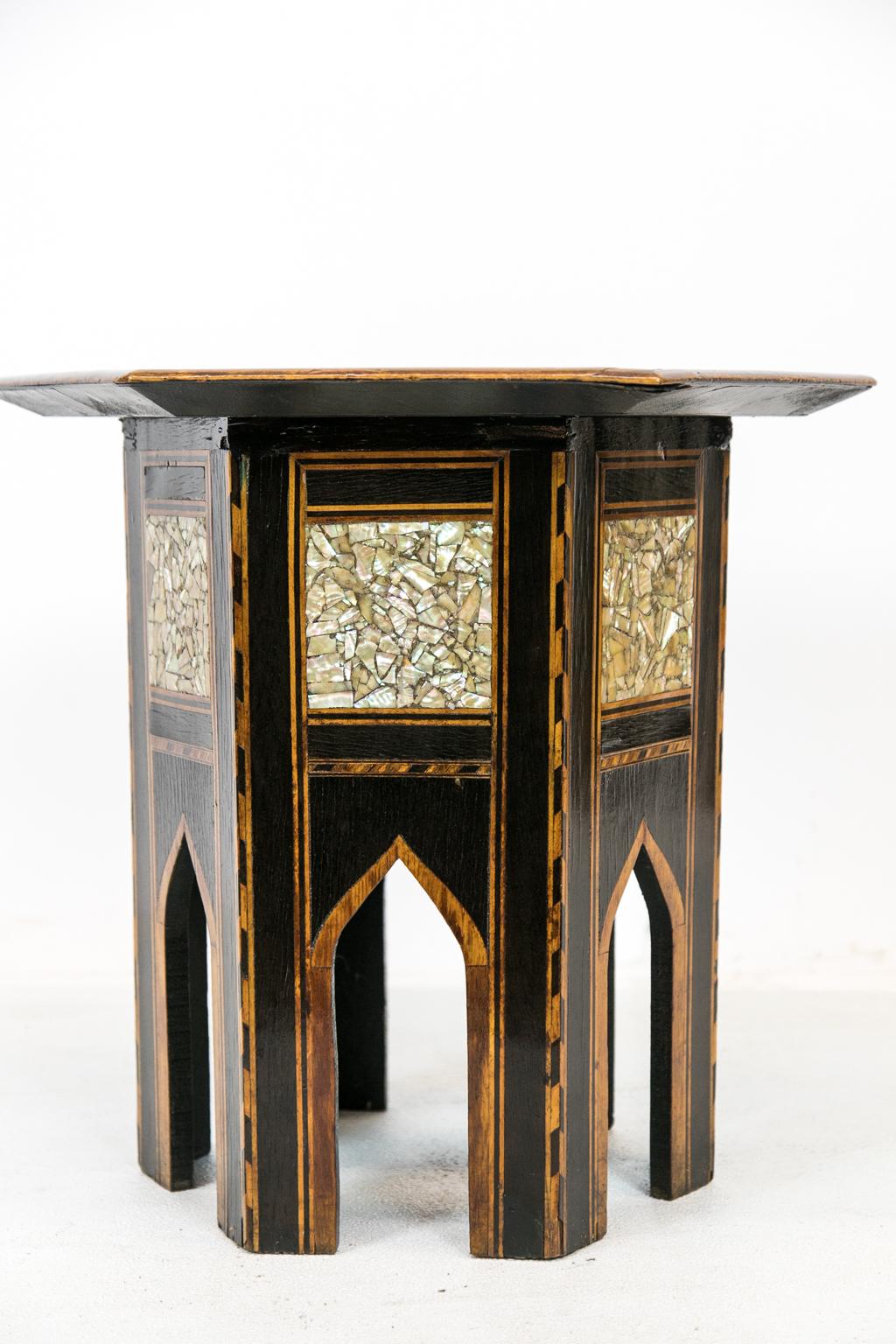 Inlay Hexagonal Inlaid Moroccan Table For Sale