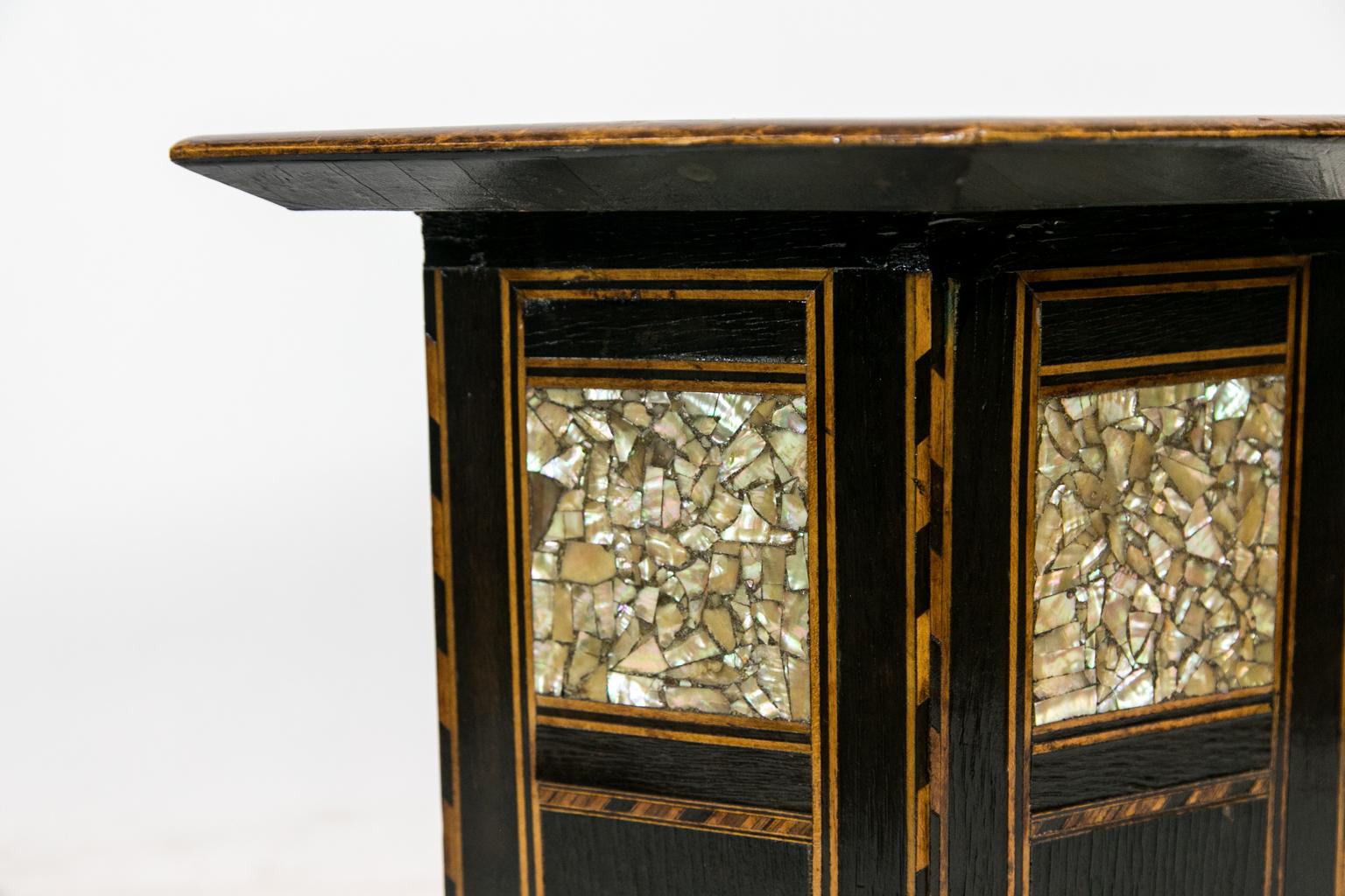 Abalone Hexagonal Inlaid Moroccan Table For Sale