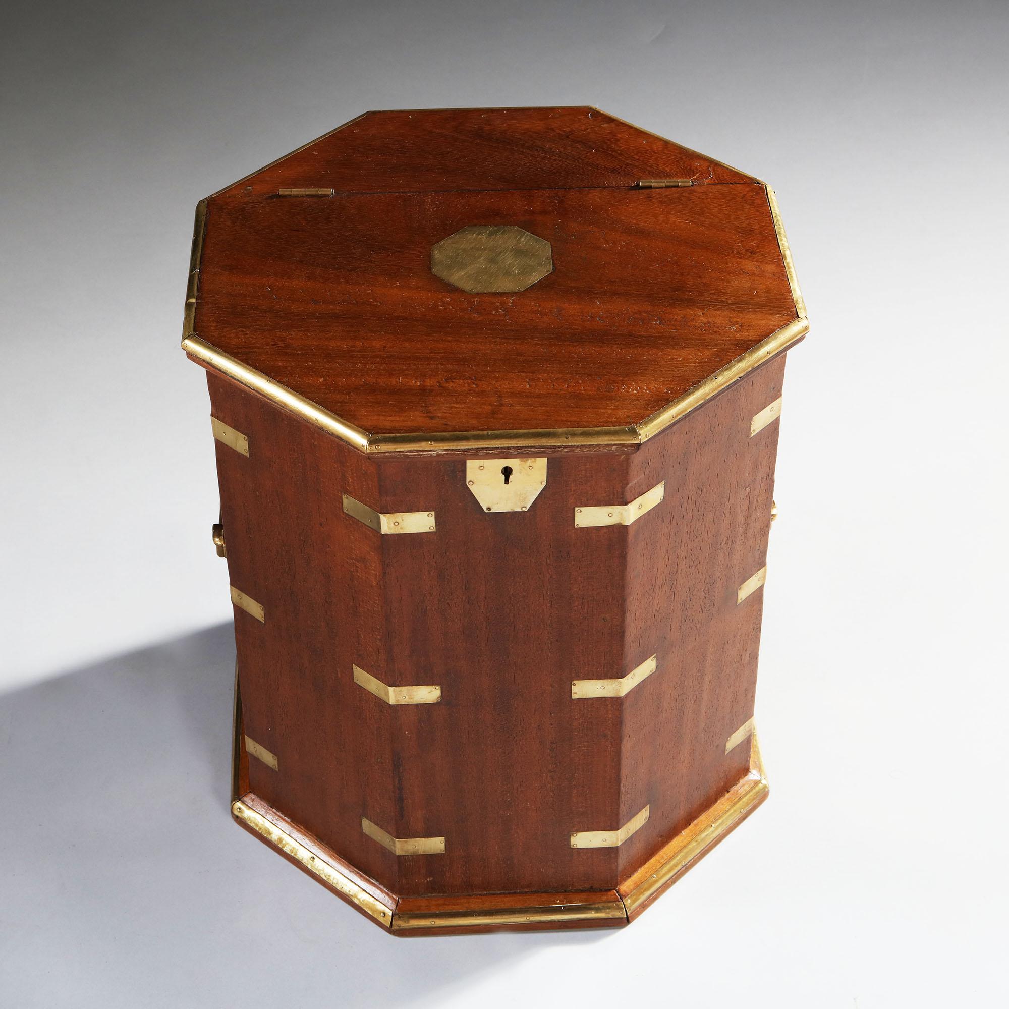 Hexagonal Mahogany and Brass Occasional Table or Campaign Box In Good Condition In London, GB