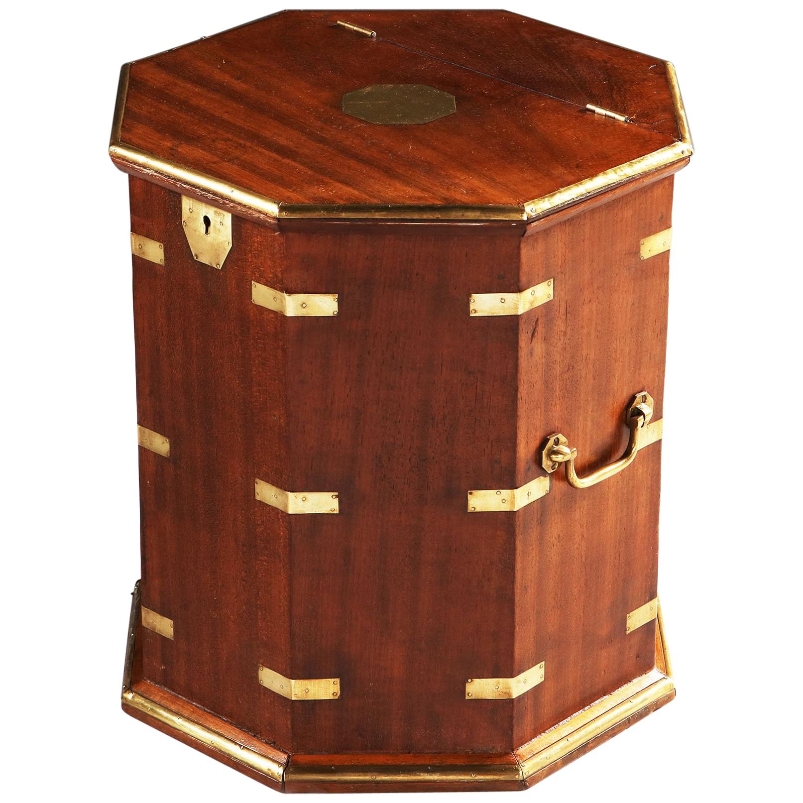 Hexagonal Mahogany and Brass Occasional Table or Campaign Box
