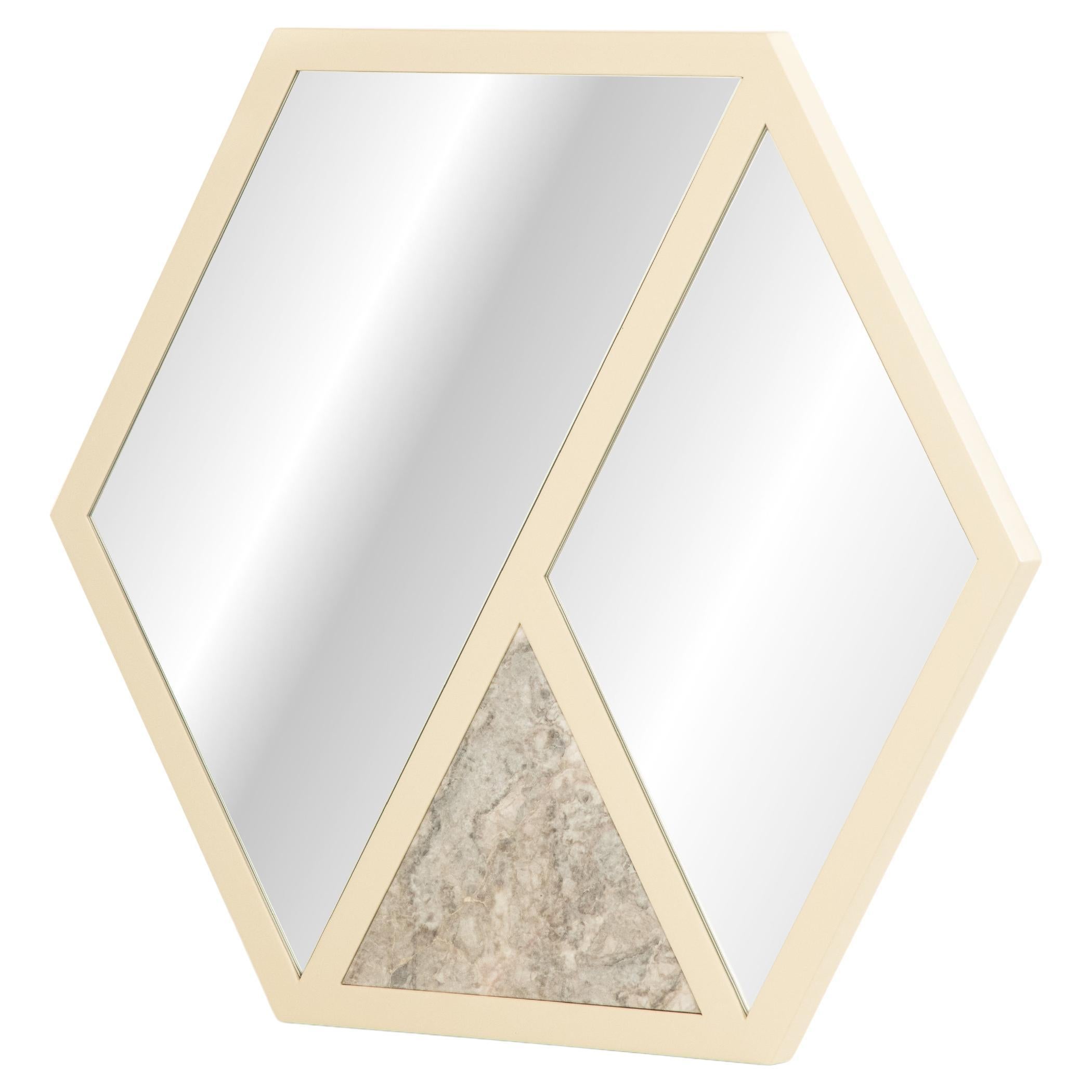 Sechseckiger Marmorspiegel, handgefertigt in Italien