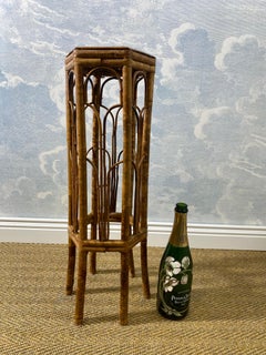 Hexagonal Mid-Century Modern Bamboo Plant Stand