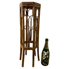 Hexagonal Mid-Century Modern Bamboo Plant Stand