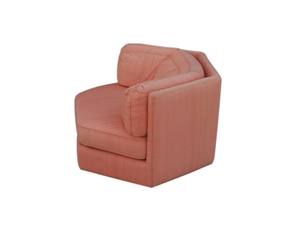 Fabric Hexagonal Mid-Century Modern Club Lounge Chair by Bernhardt on Plinth Base