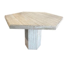 Hexagonal Mid-Century Modern Travertine Dining Table Circa 1970's