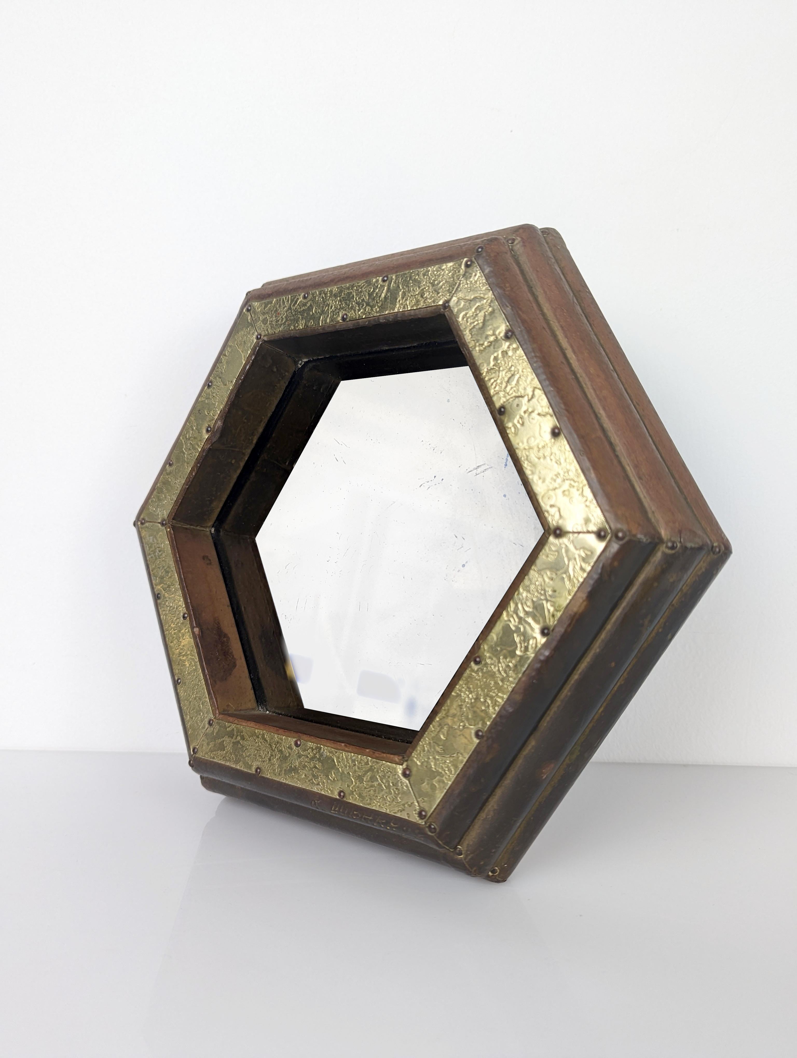 Mid-Century Modern Hexagonal mirror by Rodolfo Dubarry, 1970s For Sale