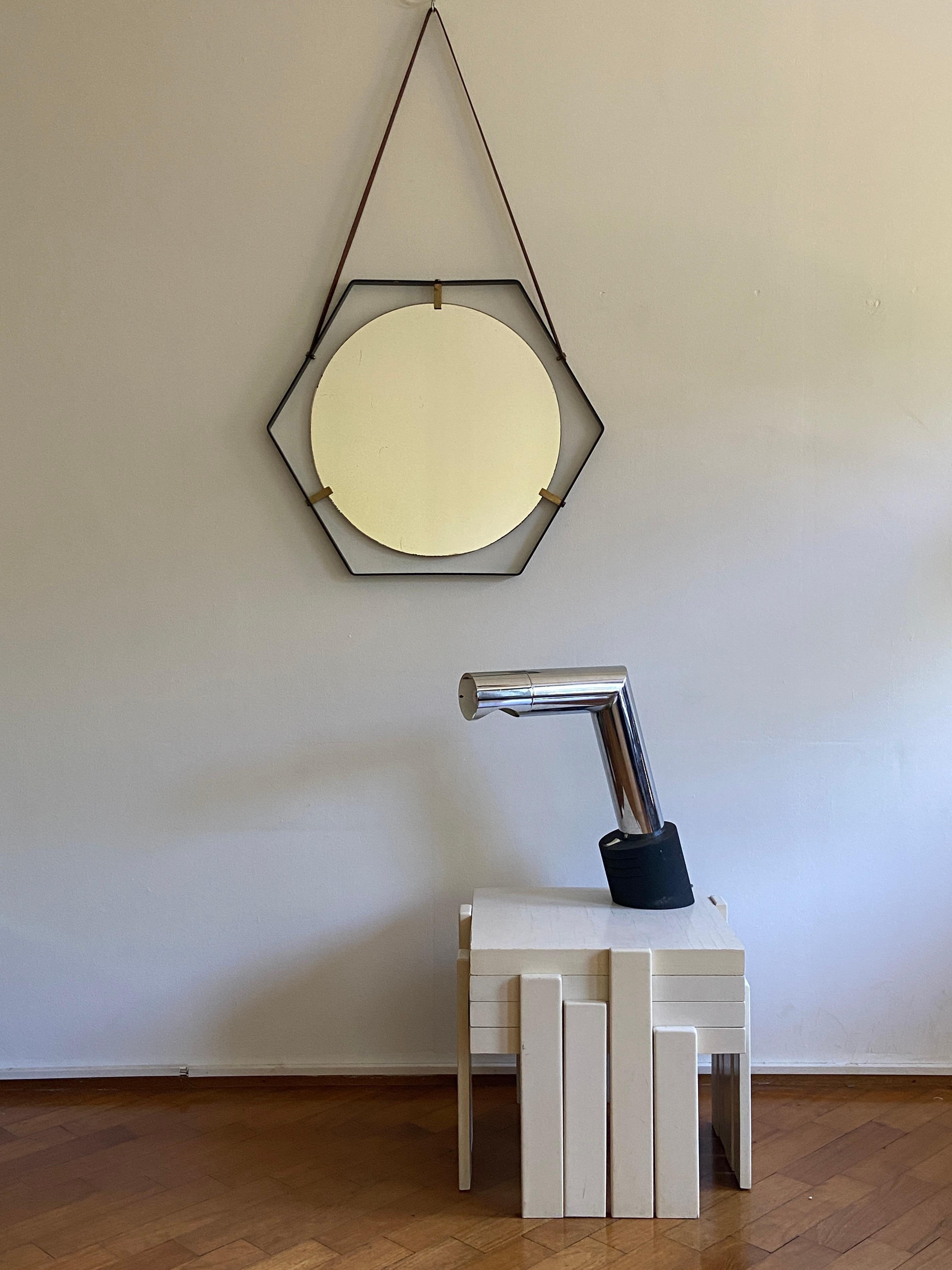 Espejo hexagonal Santambrogio & De Berti Años 60 Italia Moderno de mediados de siglo en venta