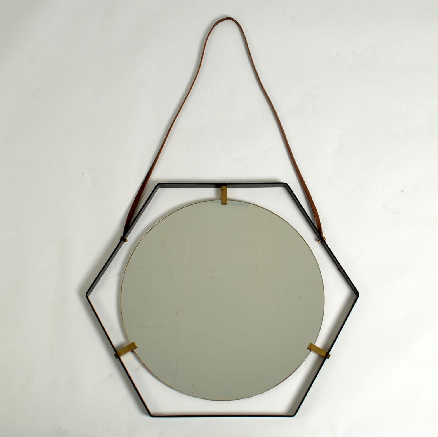 Espejo hexagonal Santambrogio & De Berti Años 60 Italia Italiano en venta