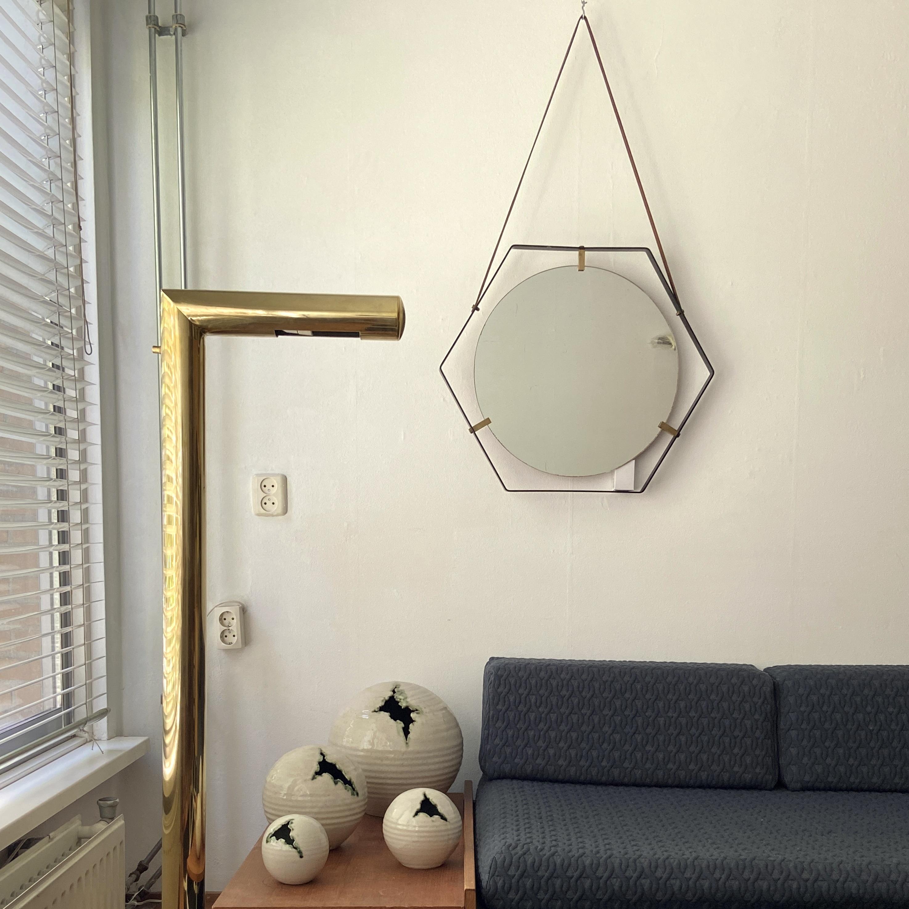 italien Miroir hexagonal Santambrogio & De Berti 1960s Italie en vente