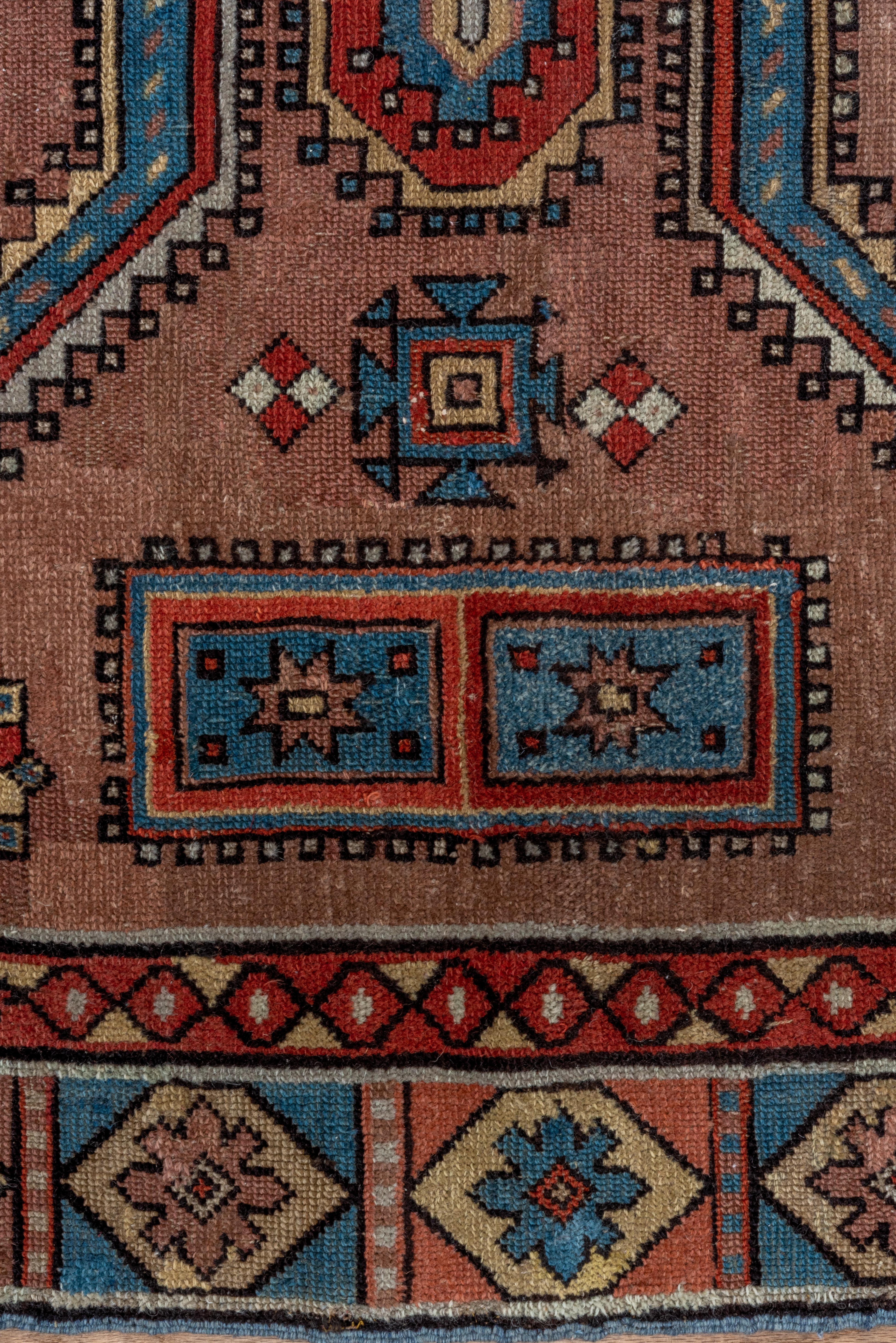 Wool Hexagonal Motif Caucasian Rug For Sale