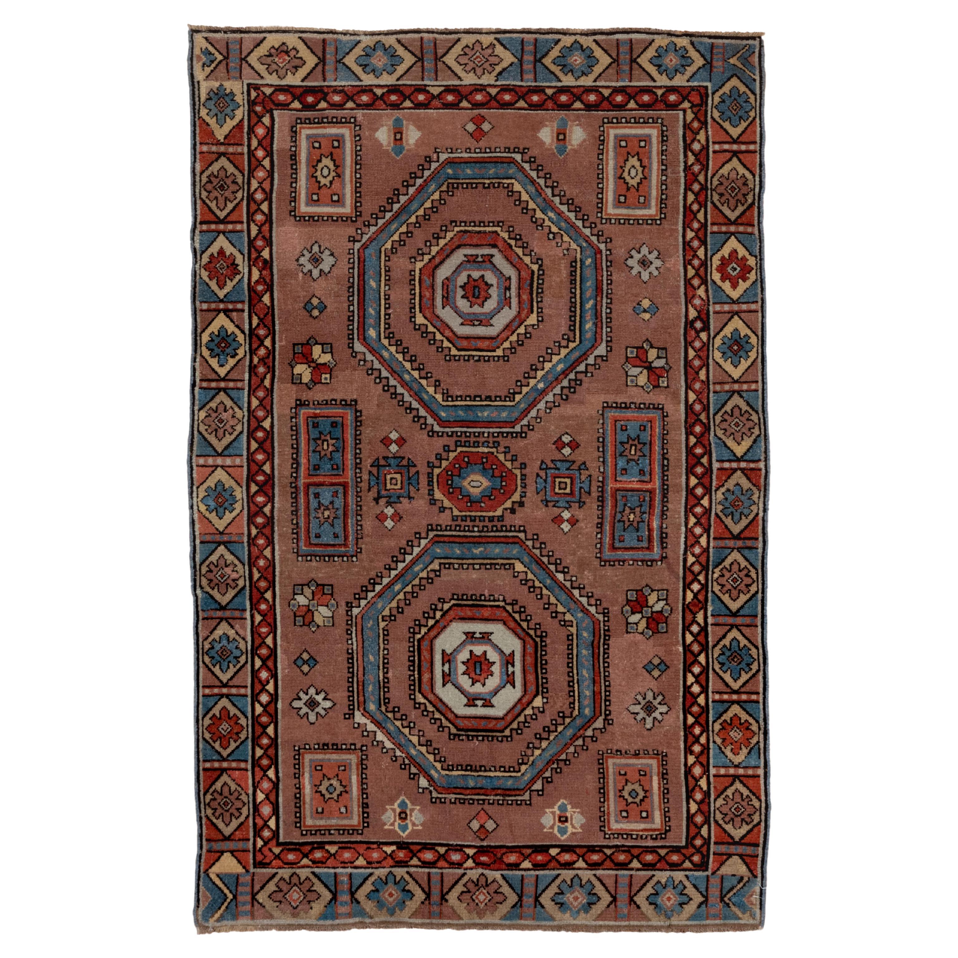 Hexagonal Motif Caucasian Rug For Sale