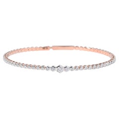 Hexagonal Natural Diamond Stacking Bracelet in 14K Solid Gold (Certified)
