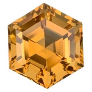 Hexagonal Orange Citrine 8.45 Carats Hexagon Cut Natural Brazilian Gemstone For Sale