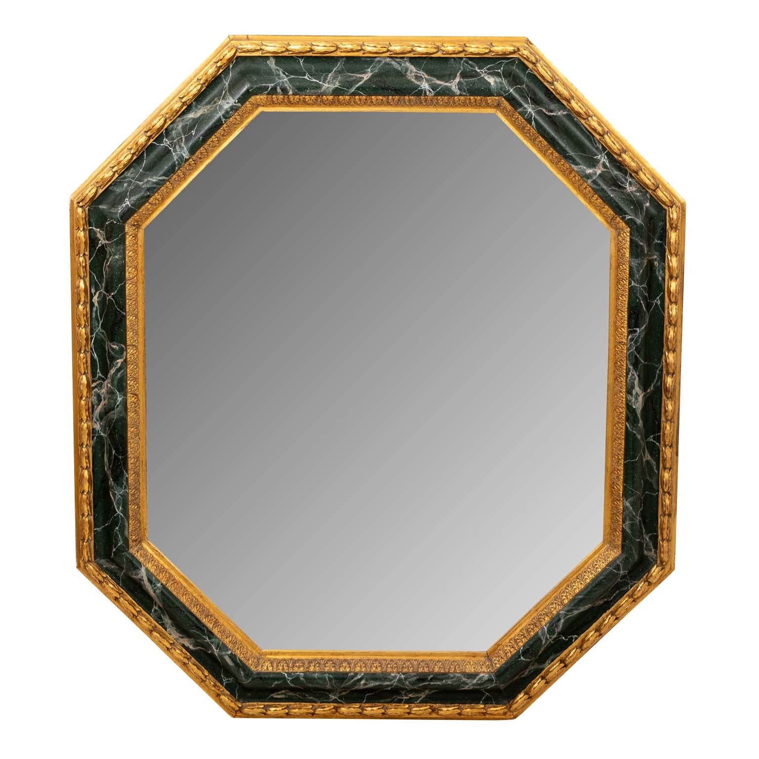 Hexagonal Painted Decorated Mirror For Sale