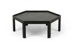 Hexagonal Park Wood Ottoman with Mint Green Upholstered Cushion