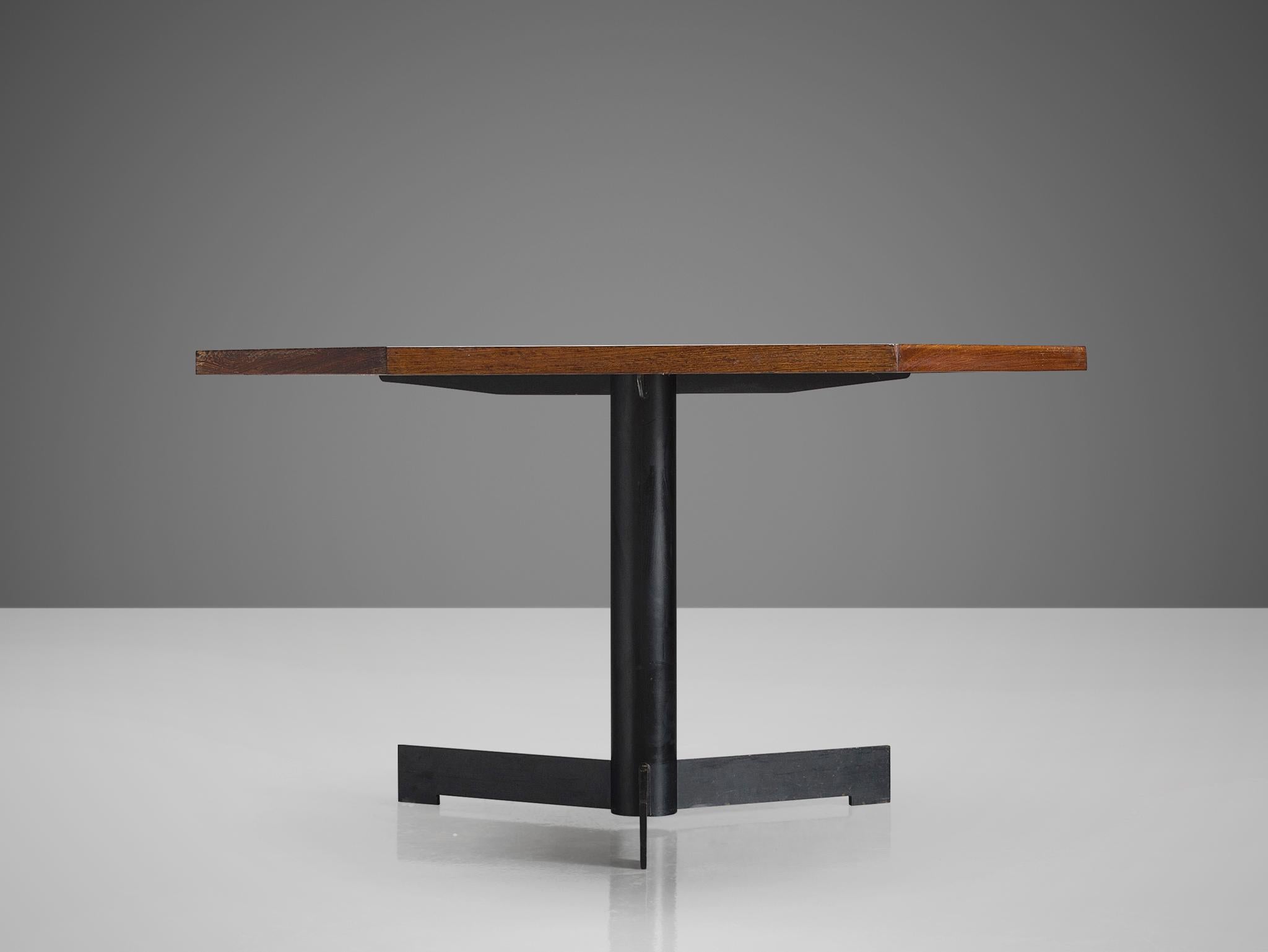 Mid-20th Century Belgian Hexagonal Pedestal Table in Wenge