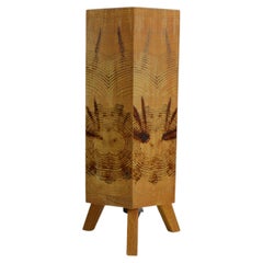 Hexagonal Pine Table Lamp, Mid-Century, Scandinavia