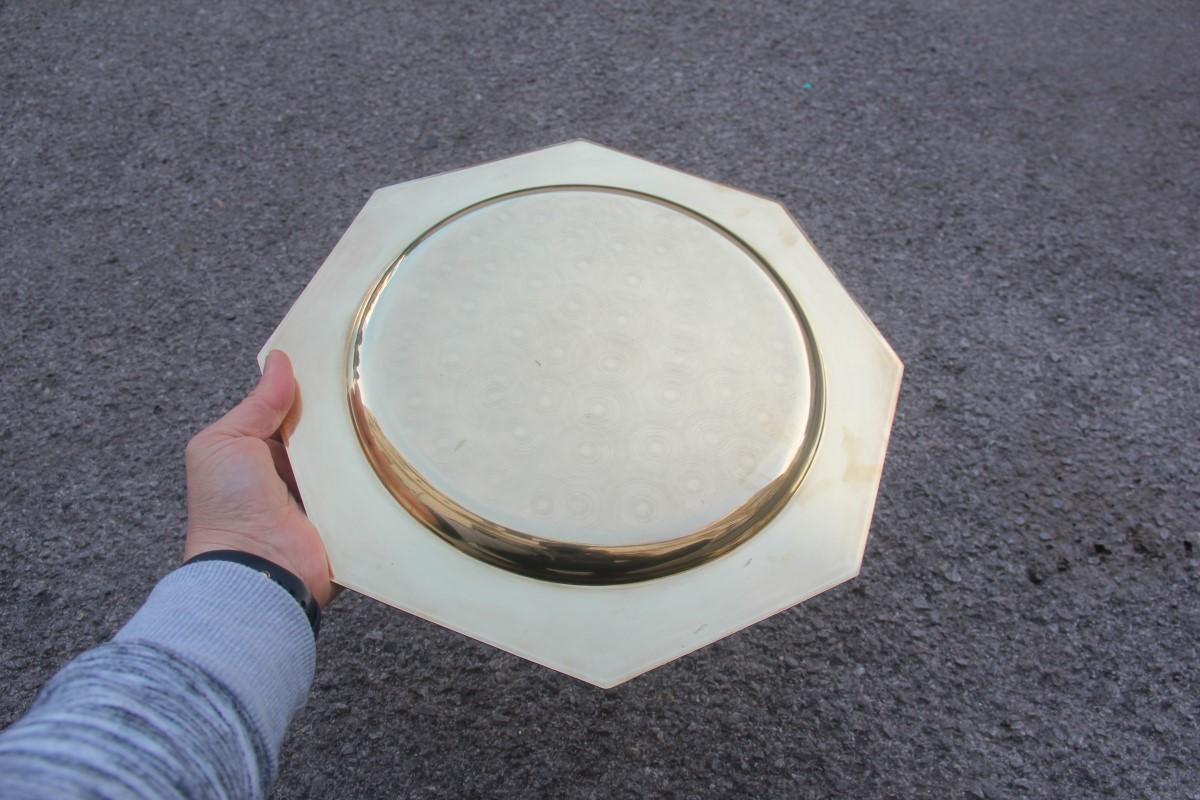 Hexagonal Plate in Solid Brass Gold Italian Design 1970 Tray In Good Condition For Sale In Palermo, Sicily