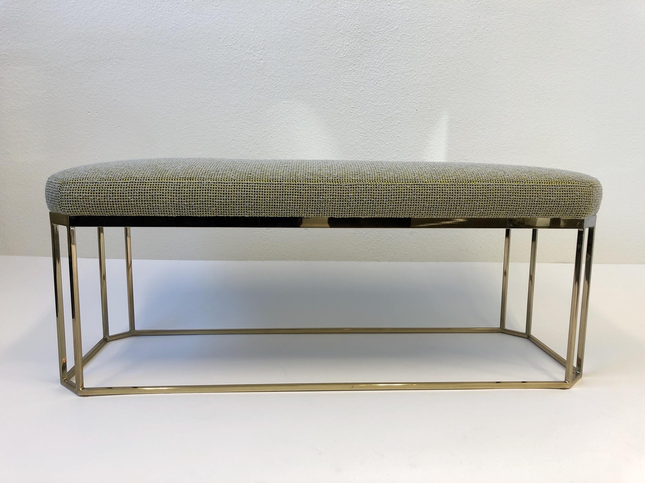 Late 20th Century Hexagonal Shape Brass Bench by Milo Baughman