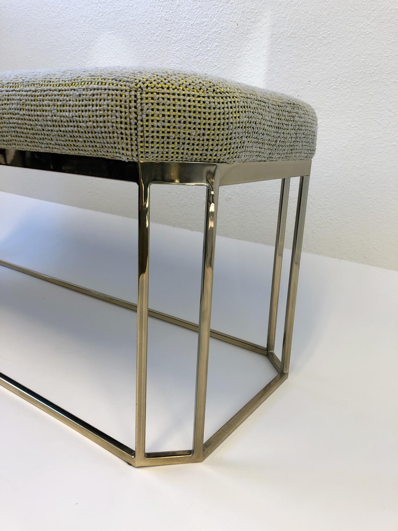 Hexagonal Shape Brass Bench by Milo Baughman 2