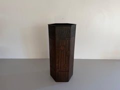 Hexagonal Shape Copper Umbrella Holder Signed by Artist, 1960s, Italy