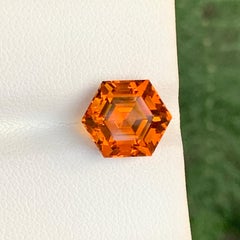 Hexagonal Shape Deep Orange Color Madeira Citrine Gemstone for Ring & Pendant
