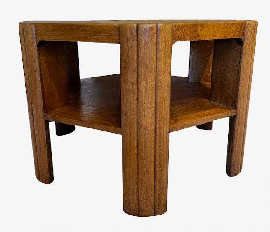 English Hexagonal Shaped Two Tier Side Table, England, 1930s For Sale