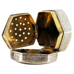 Hexagonal silver and gold vinaigrette box