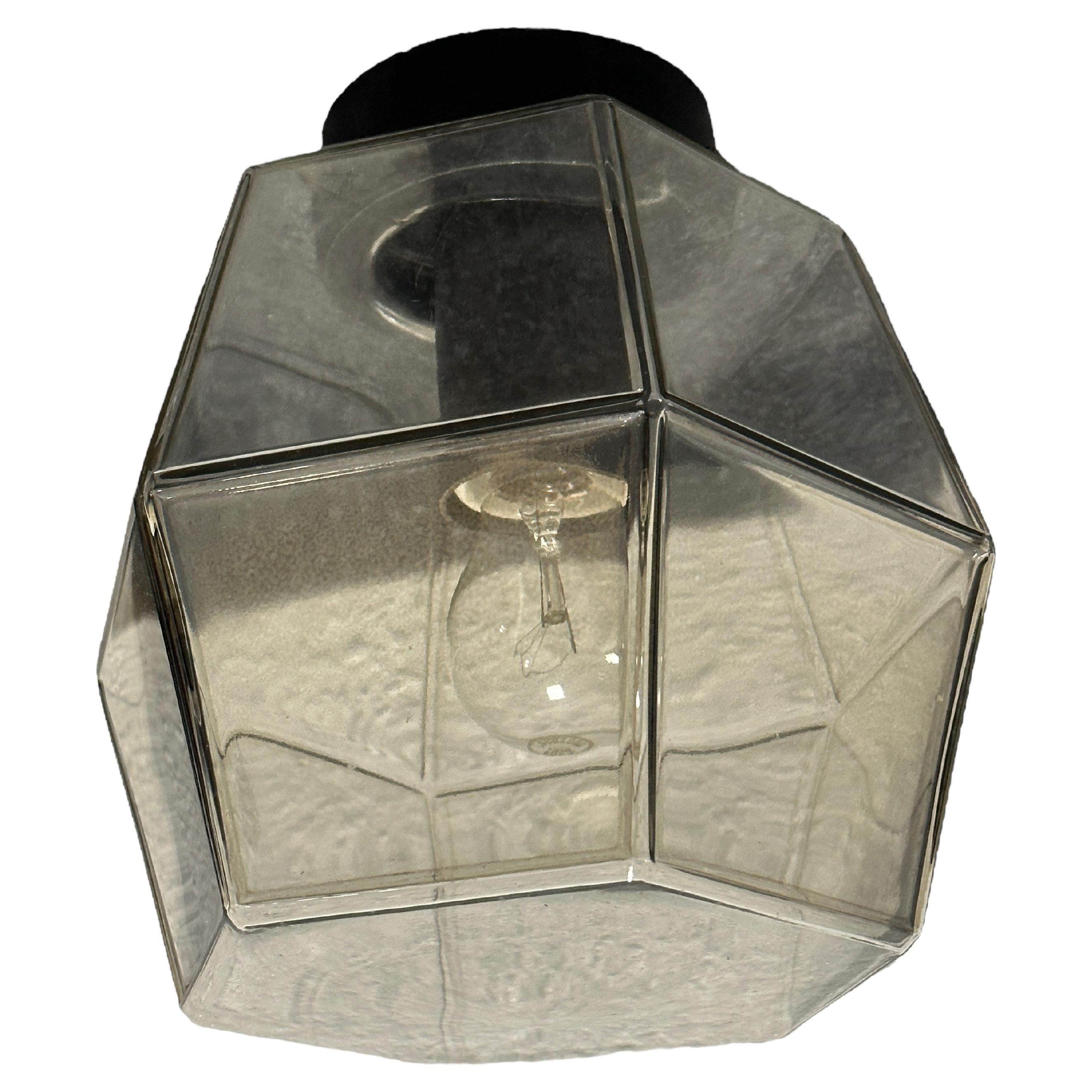 Hexagonal Smoked Glass Flush Mount by RZB Leuchten Germany, 1970s For Sale