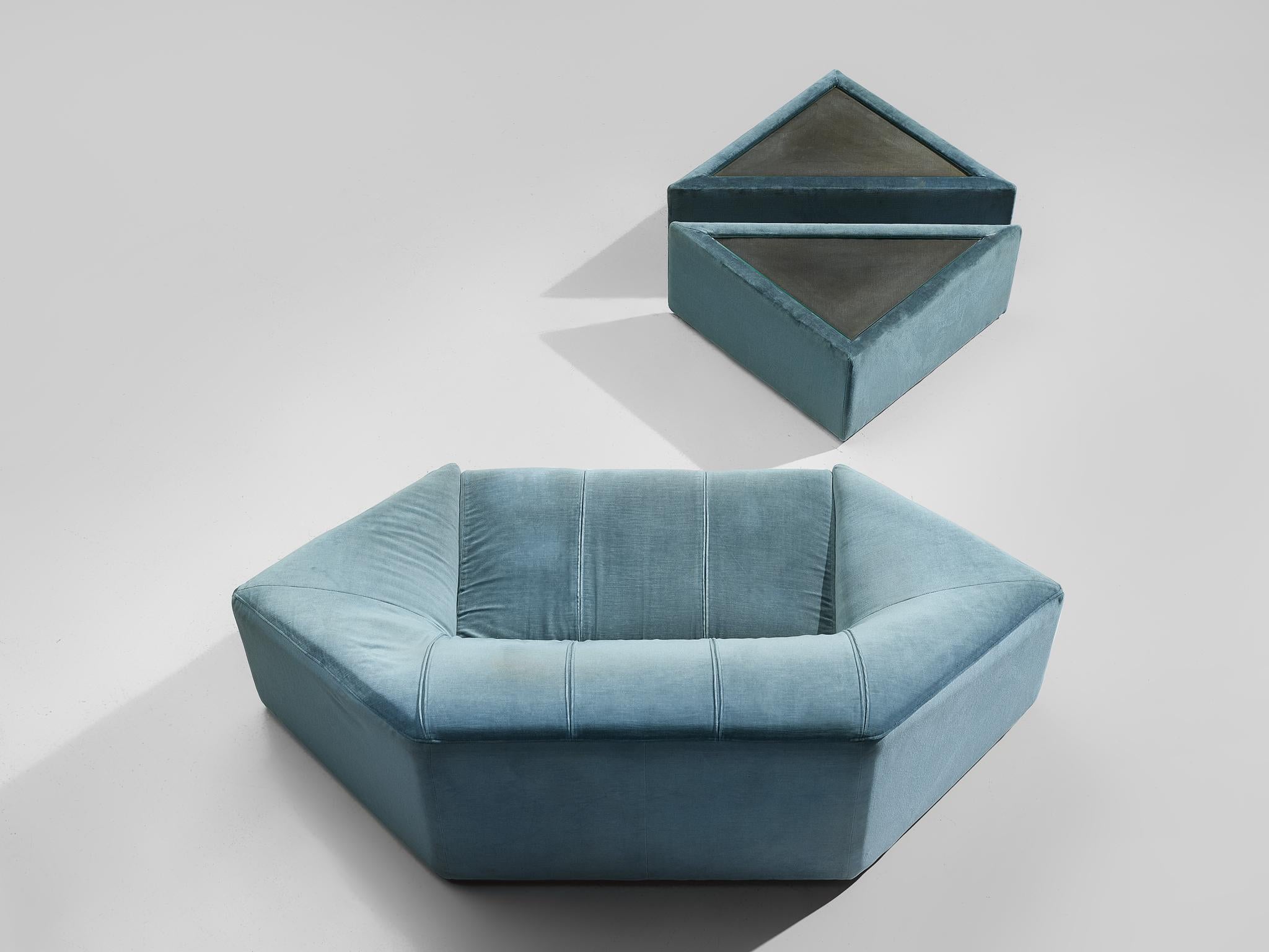 Hexagonal Sofa with Pair of Side Tables 5