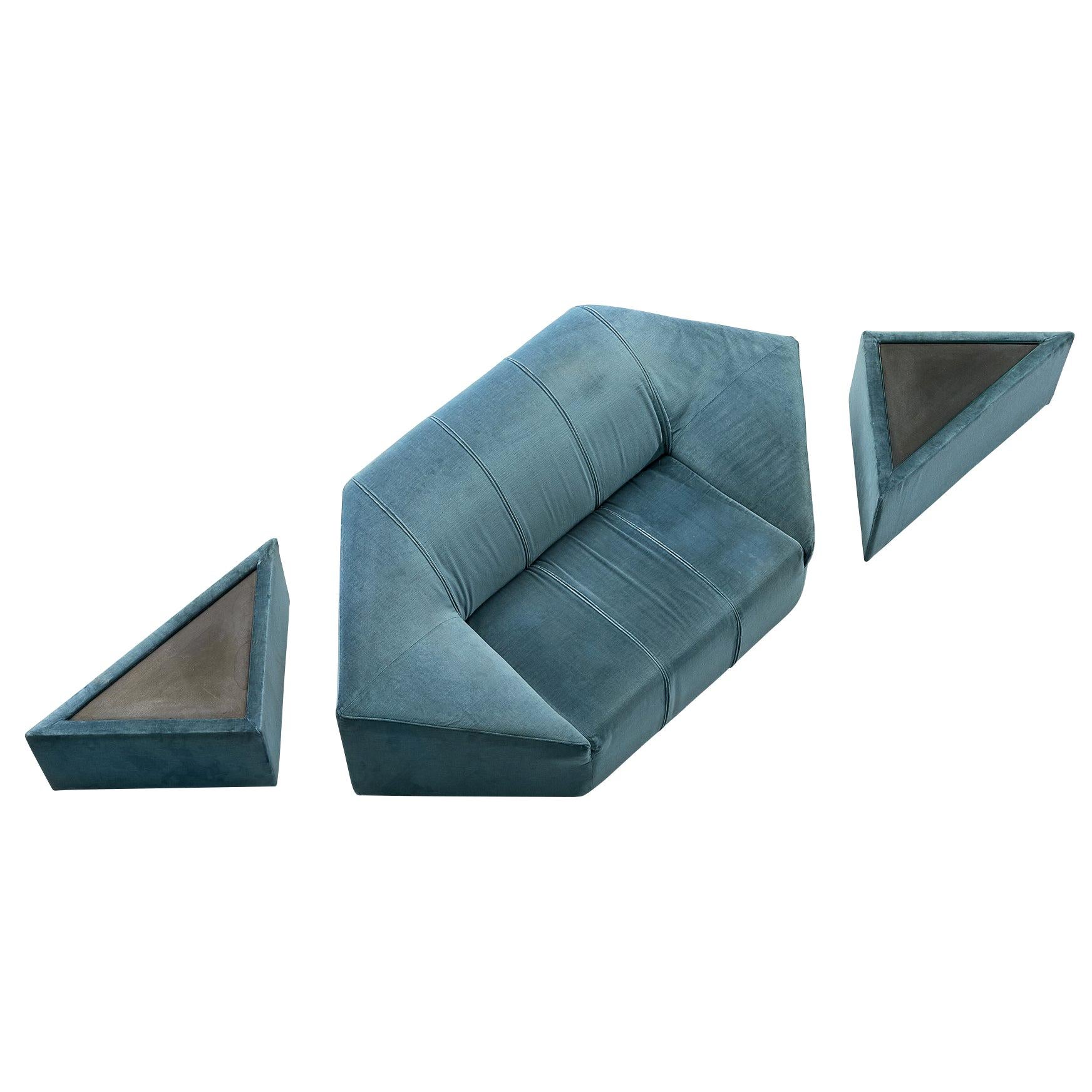 Hexagonal Sofa with Pair of Side Tables