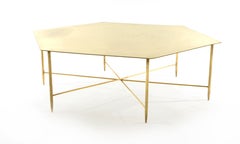 Hexagonal Solid Brass Coffee Table with Hexagonal Profile Legs