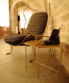 Hexagonal Solid Brass Side/ End Table with Hexagonal Profile Legs