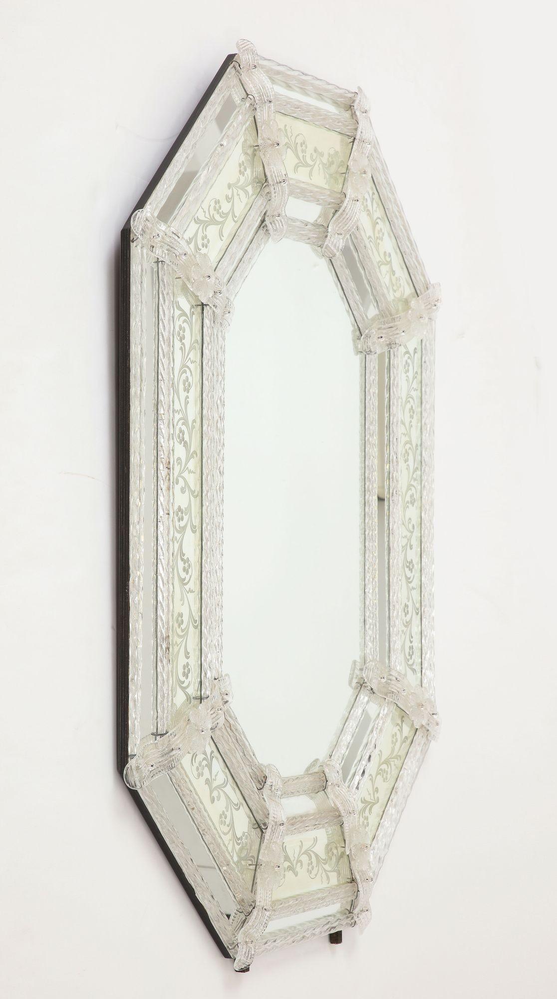 Hexagonal Stepped Etched Venetian Mirror.