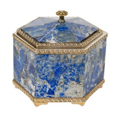 Hexagonal Sterling Silver and Lapis Lazuli Box