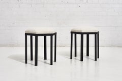 Hexagonal Stools in White Boucle