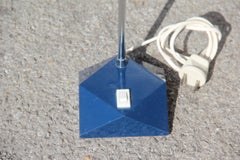 Hexagonal Table Lamp as a Diamond Height Variable Blue Color and 1970s Silver