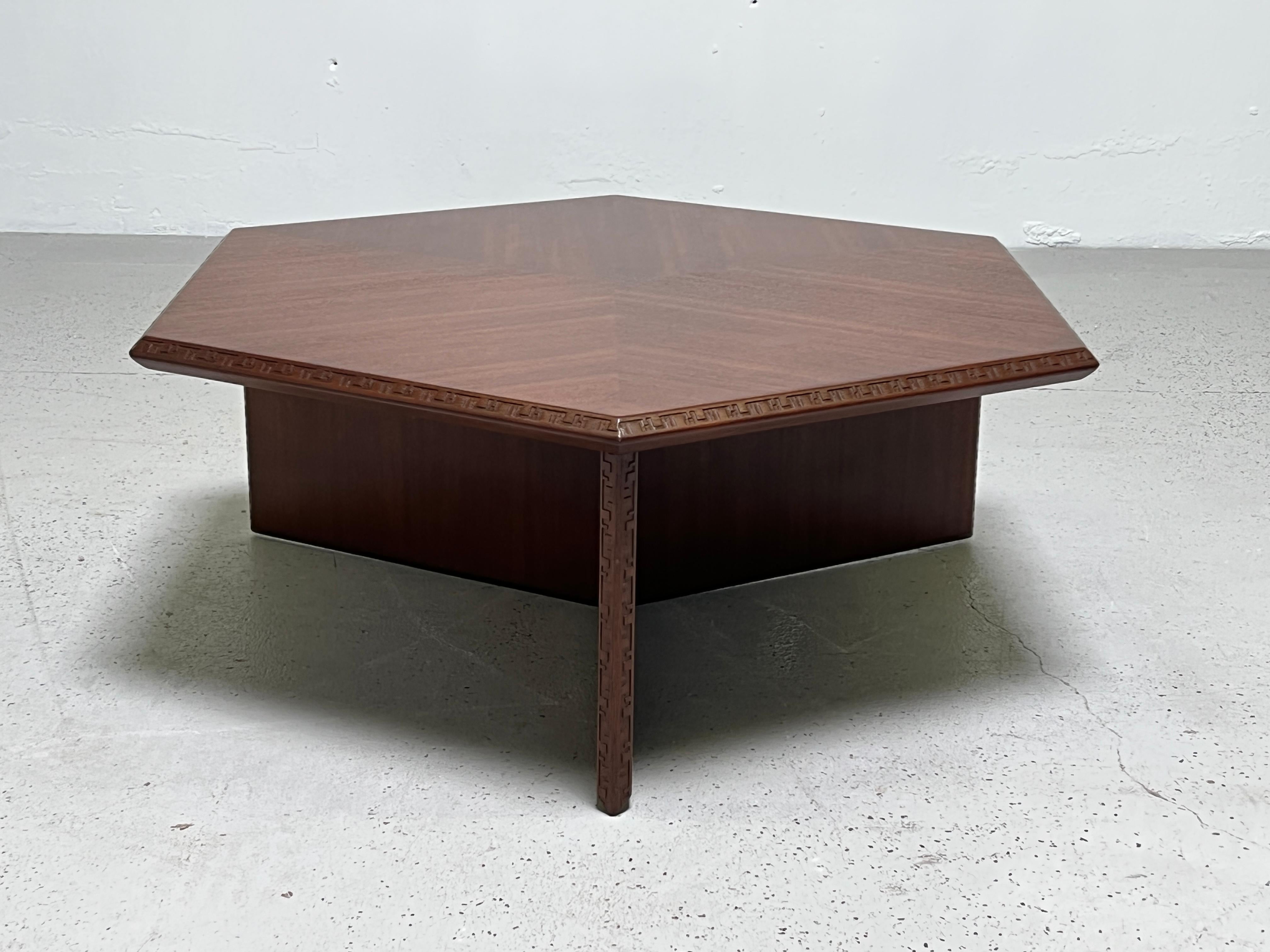 Hexagonal Taliesin Coffee Table by Frank Lloyd Wright for Henredon For Sale 3