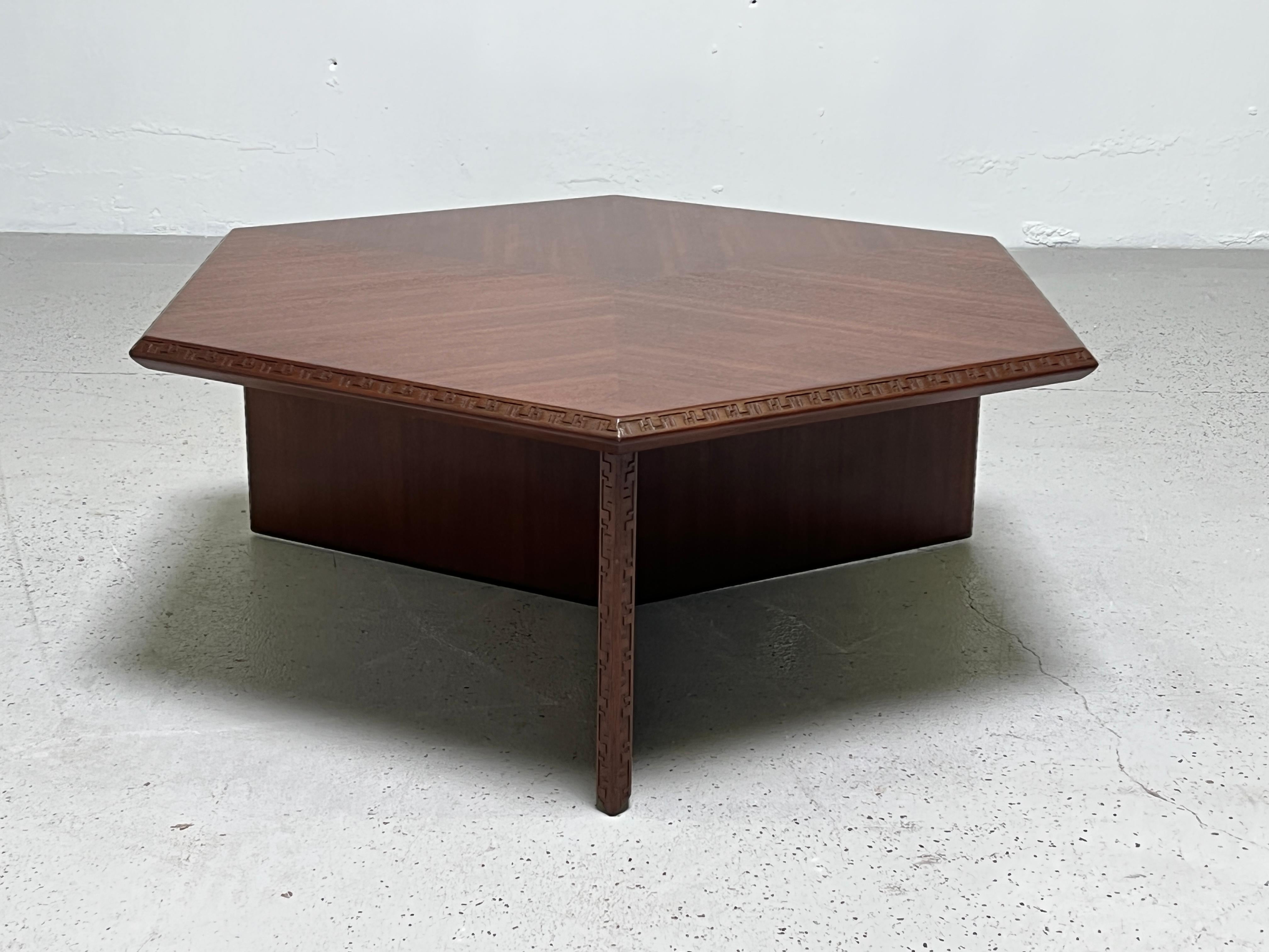 Hexagonal Taliesin Coffee Table by Frank Lloyd Wright for Henredon For Sale 2